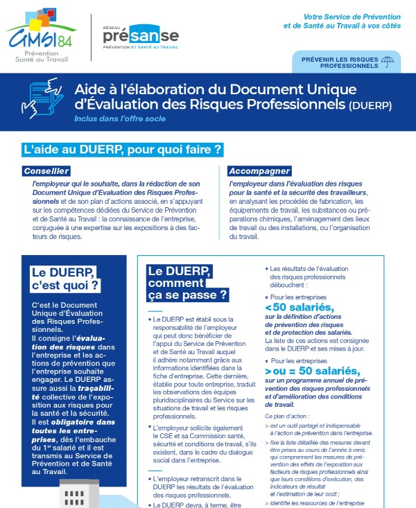 Aide à l'élaboration du Document Unique d'Évaluation des Risques Professionnels